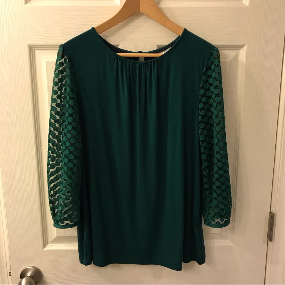 Boden blouse with sheer polka dot sleeves